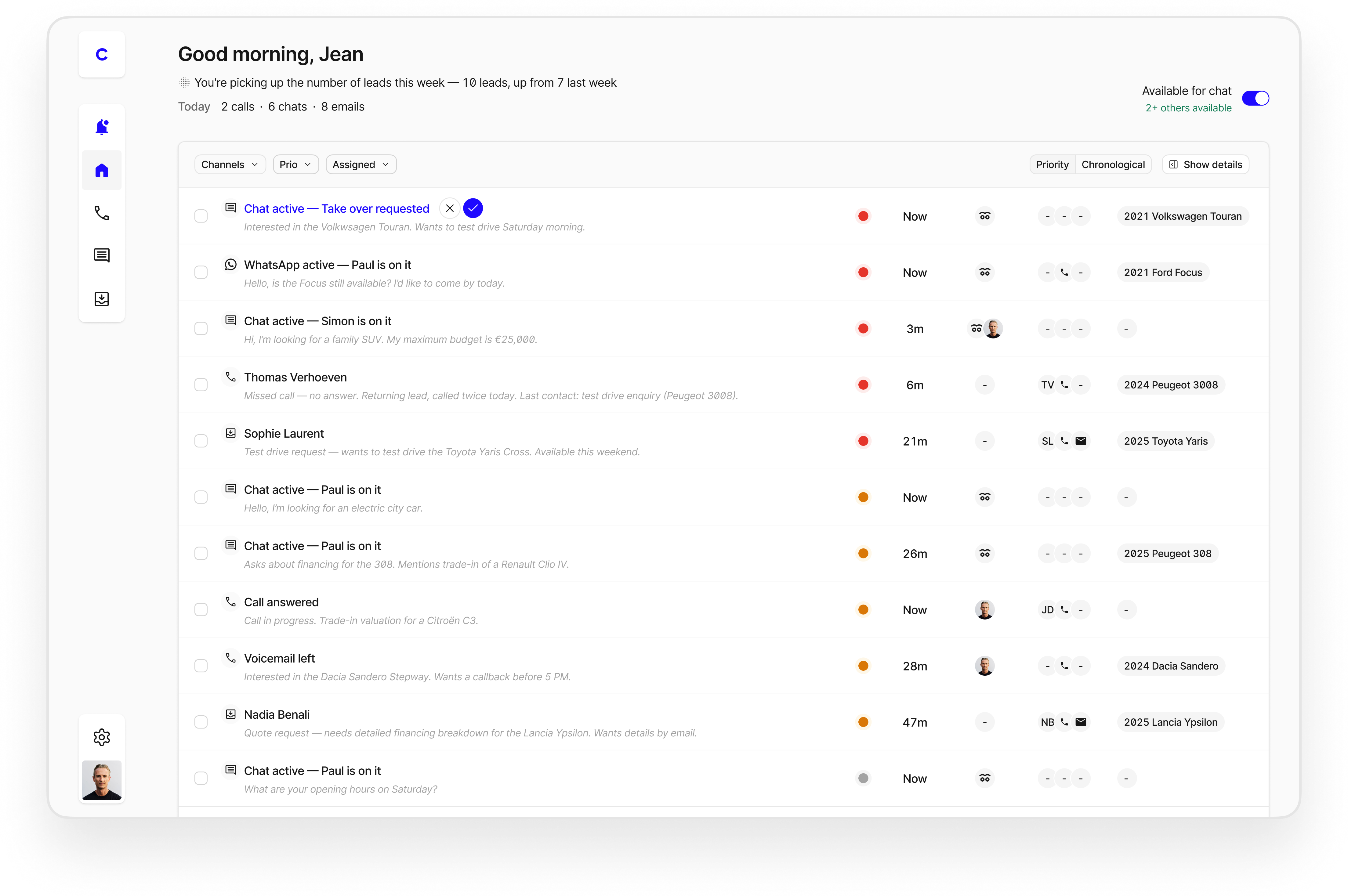 Catchline portal — dashboard showing leads, Pulse scores, and the to-do list