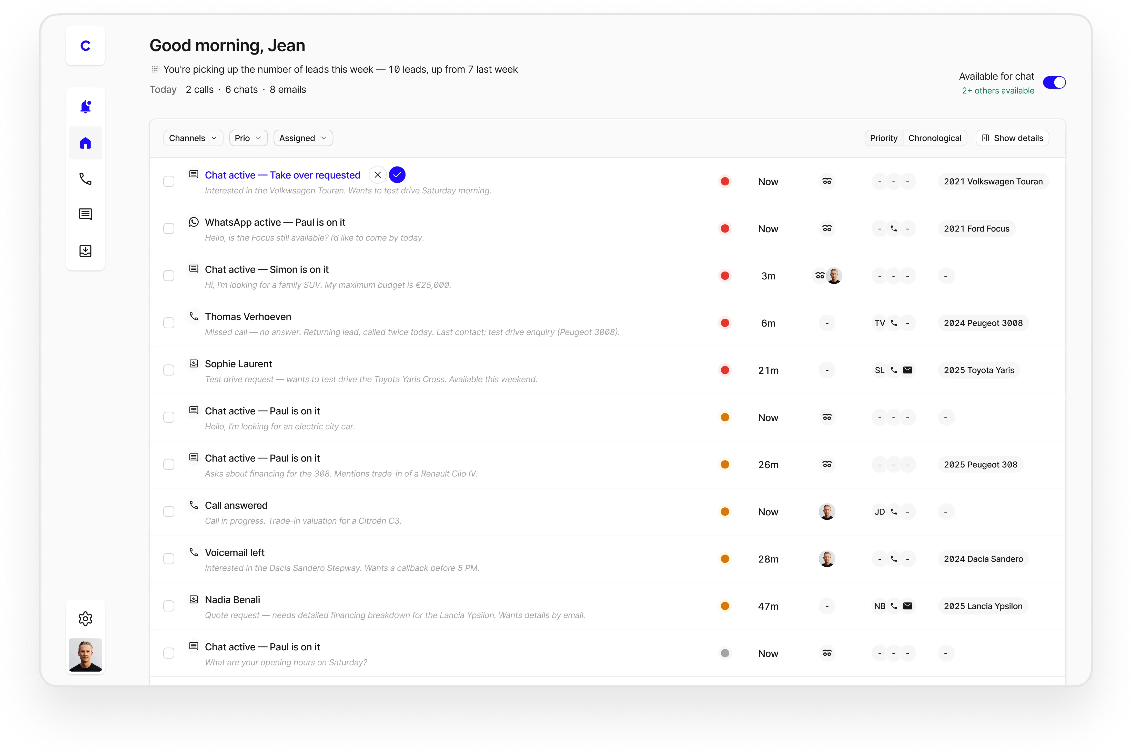 Catchline portal — dashboard showing leads, Pulse scores, and the to-do list