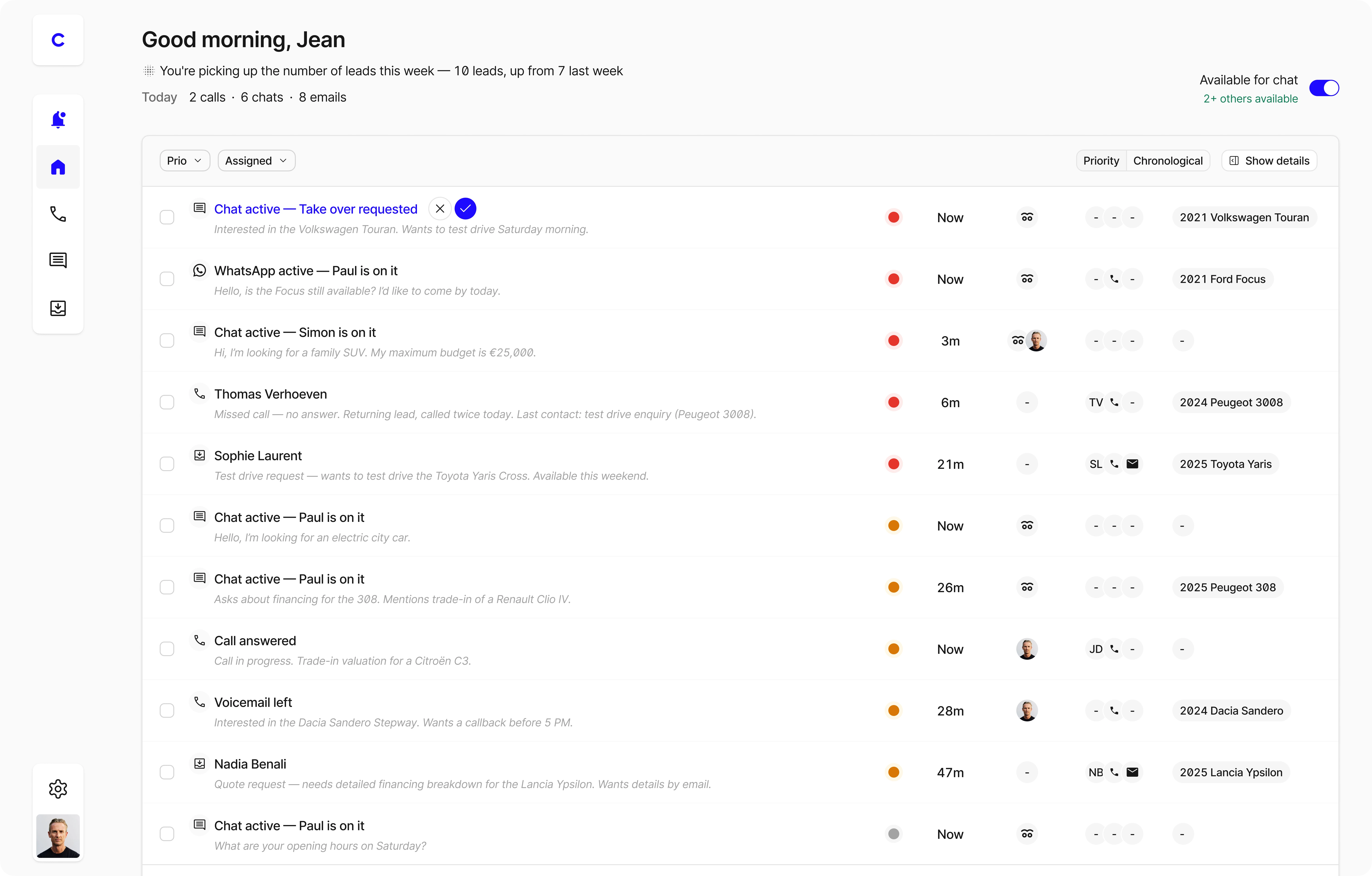 Catchline portal — dashboard showing leads, Pulse scores, and the to-do list